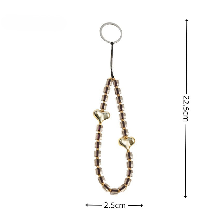 Wholesale Resin Square Bead Heart Keychain